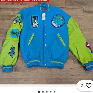 Members Only Blue and Lime Varsity Jacket